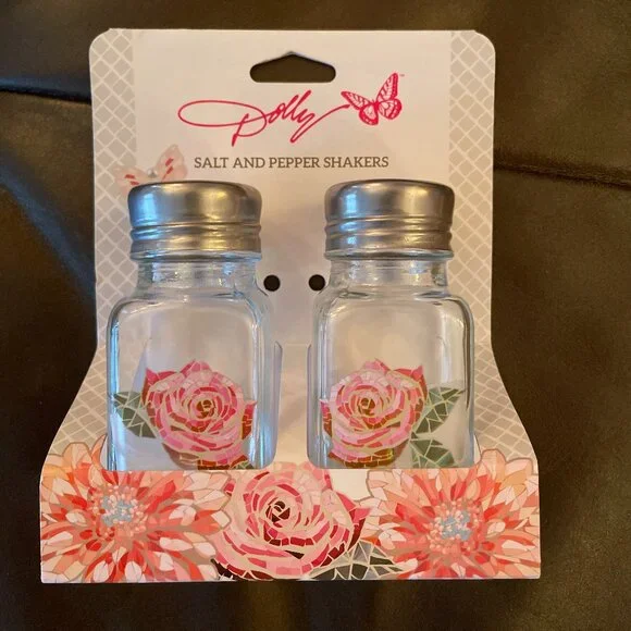 Dolly Parton Rose Pink Salt/Pepper Shakers - 3oz capacity each - Picture 1 of 5